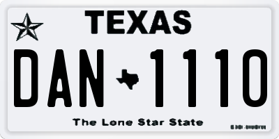 TX license plate DAN1110