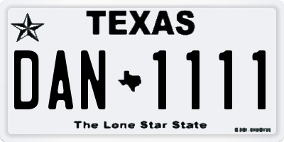 TX license plate DAN1111