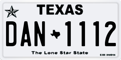 TX license plate DAN1112