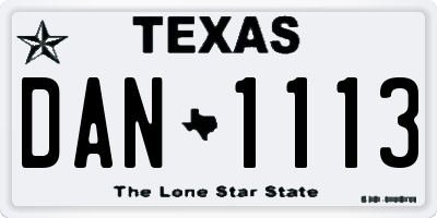 TX license plate DAN1113