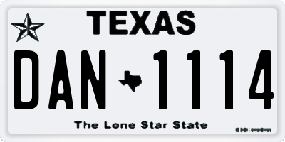 TX license plate DAN1114