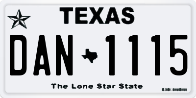 TX license plate DAN1115