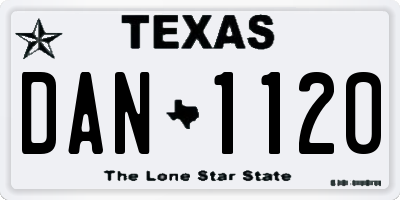 TX license plate DAN1120