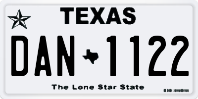 TX license plate DAN1122