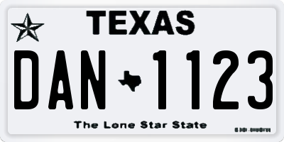 TX license plate DAN1123
