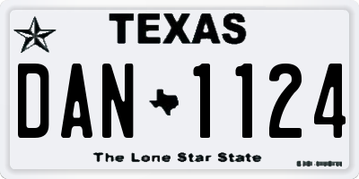 TX license plate DAN1124