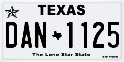 TX license plate DAN1125