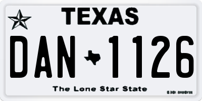 TX license plate DAN1126