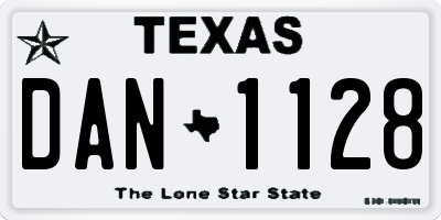 TX license plate DAN1128