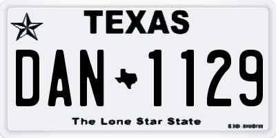 TX license plate DAN1129