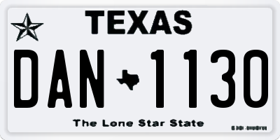 TX license plate DAN1130