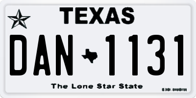 TX license plate DAN1131