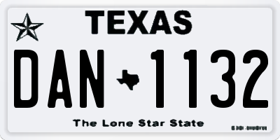 TX license plate DAN1132