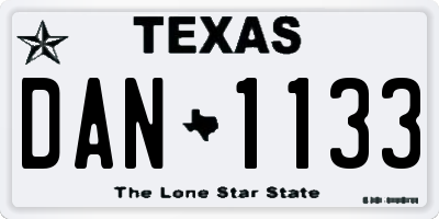 TX license plate DAN1133