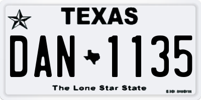TX license plate DAN1135