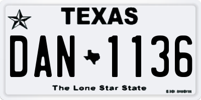 TX license plate DAN1136
