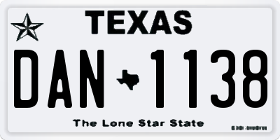 TX license plate DAN1138