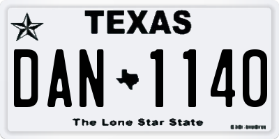 TX license plate DAN1140