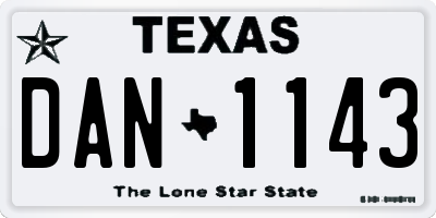 TX license plate DAN1143