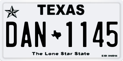 TX license plate DAN1145