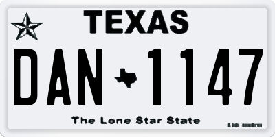 TX license plate DAN1147