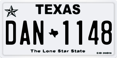 TX license plate DAN1148