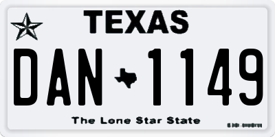 TX license plate DAN1149