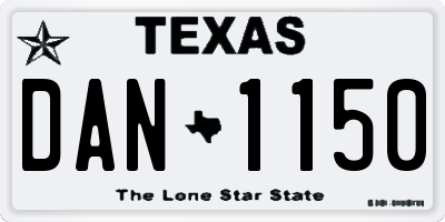 TX license plate DAN1150