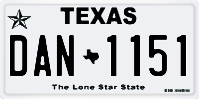 TX license plate DAN1151