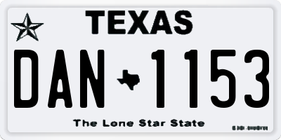 TX license plate DAN1153