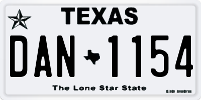 TX license plate DAN1154