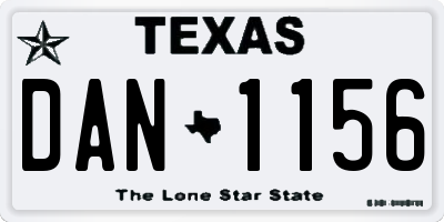 TX license plate DAN1156