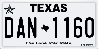 TX license plate DAN1160