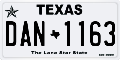 TX license plate DAN1163