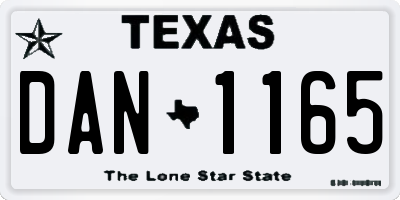 TX license plate DAN1165