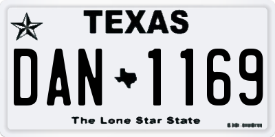 TX license plate DAN1169