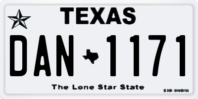 TX license plate DAN1171