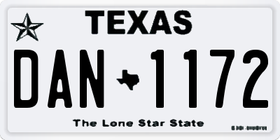 TX license plate DAN1172
