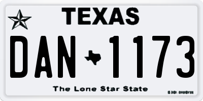 TX license plate DAN1173