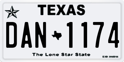 TX license plate DAN1174