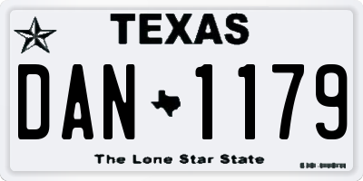 TX license plate DAN1179