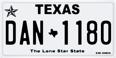 TX license plate DAN1180
