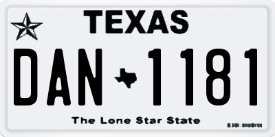 TX license plate DAN1181