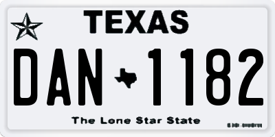 TX license plate DAN1182