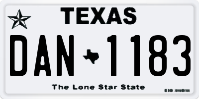 TX license plate DAN1183