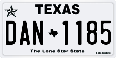 TX license plate DAN1185