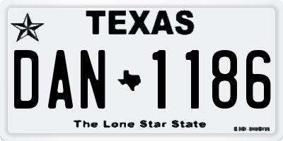 TX license plate DAN1186