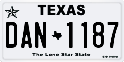 TX license plate DAN1187