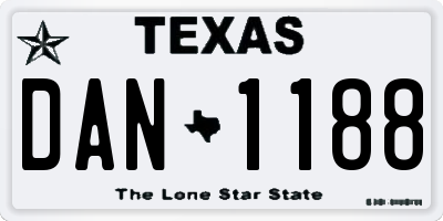 TX license plate DAN1188