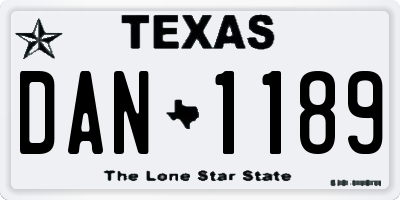 TX license plate DAN1189